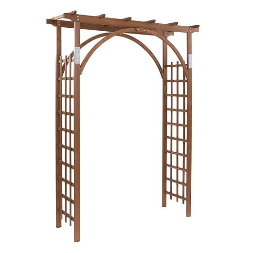 Outvita 7Ft Wooden Garden Arbor Arch, Wood Arbor Trellis, Pergola Archway for Wedding Ceremony Decoration Pergola Plant Climbing Rose Vines Lawn Courtyard Patio Dark Brown