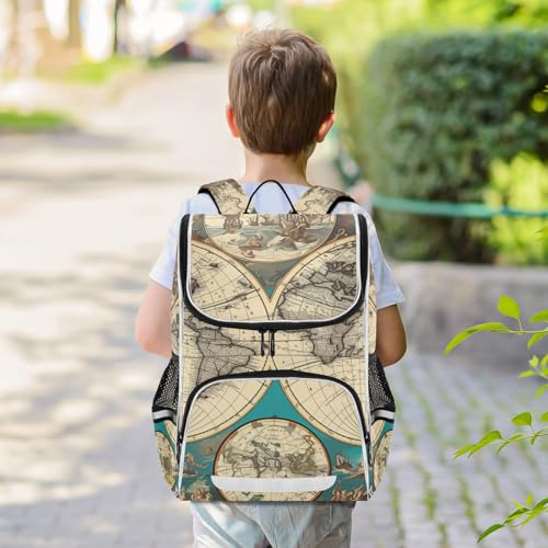 Mochila infantil de mapa antiguo bolso de escolar reflectante 7