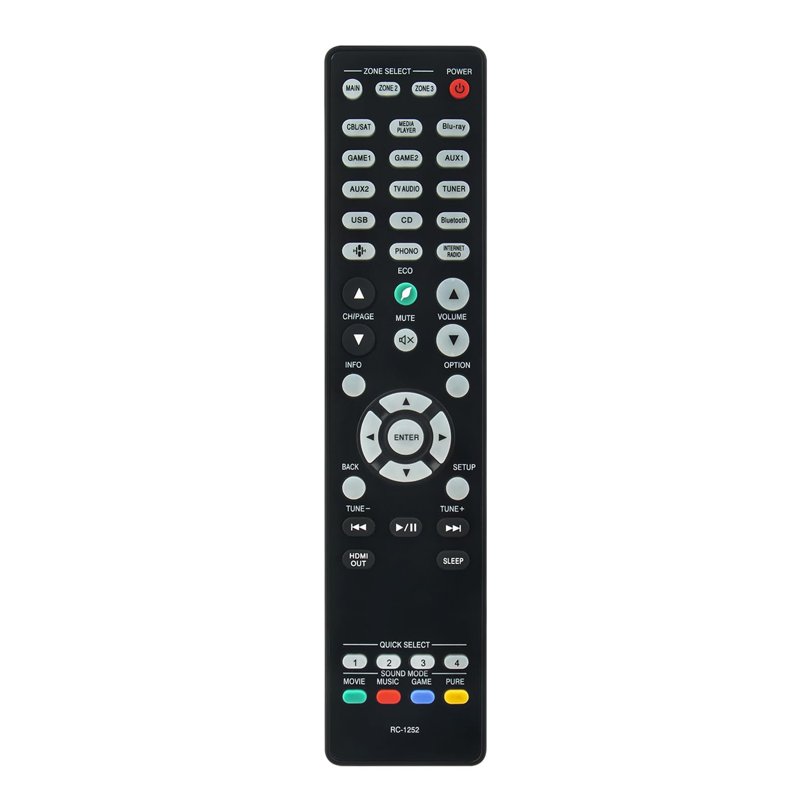 New RC-1252 Replaced Remote Control fit for Denon HD UHD Home Theater AVR AV Receiver RC1252 AVR-S640H AVR-S900W AVR-X1700 RC-1192 AVR-X1600H