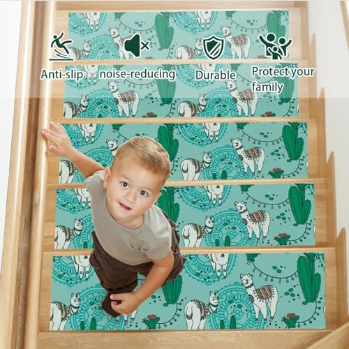 Alfombras para escaleras de interior en madera pack de 15 alfombrillas decorativas con llamas 5