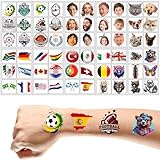 Tatouage Temporaire Personnalisé Visage et Prénom, Tatouage Éphémère Sur Mesure avec Photo pour Fête Anniversaire EVJF (90)