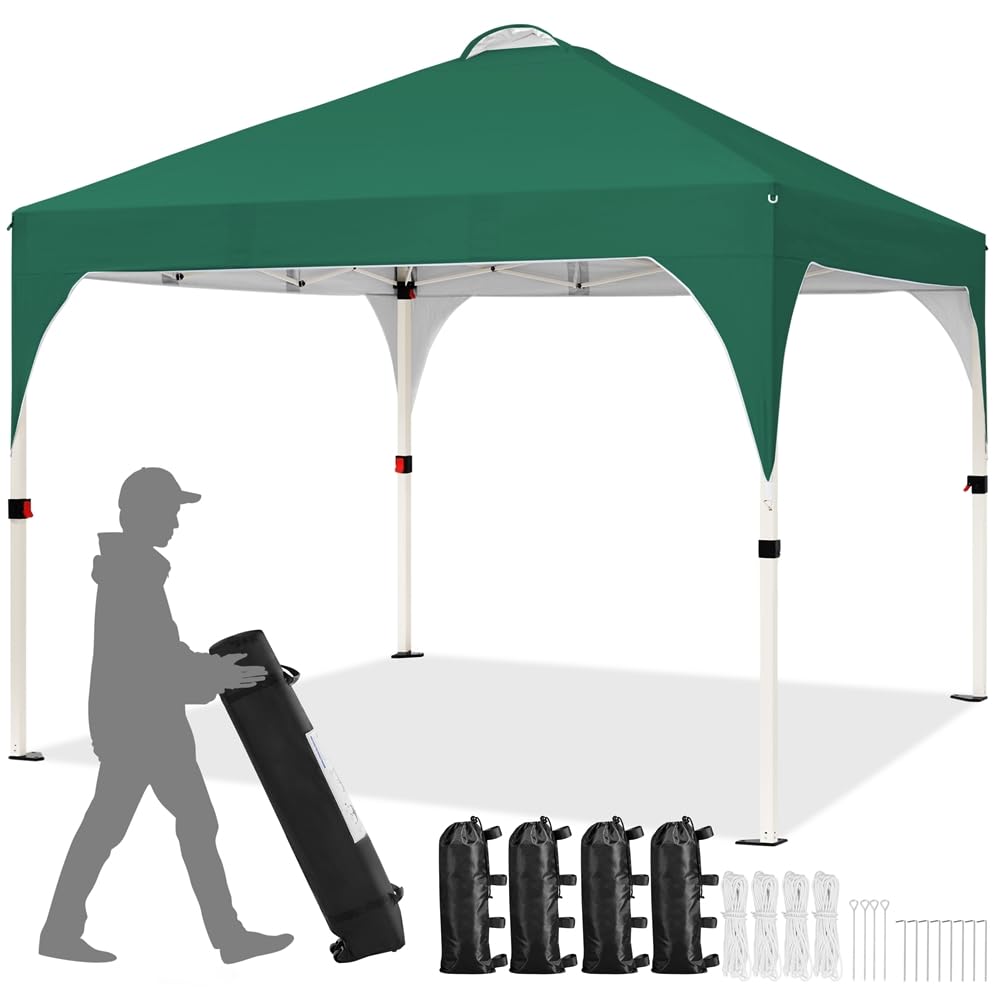 Yaheetech Carpa Plegable 3x3m Cenador de Jardín Impermeable para 8-10 Personas,con Ventilacion y Bolsa de Transporte, Ideal para Playa y Camping Verde