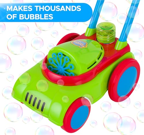 Bubble Mania Bubble Lawn Mower Toy - Friction Powered, No Batteries Required - Bubble Mower For Kids - Garden Toys - Kids Toy Bubble Lawnmower - Toddler Outdoor Garden Toys For 2 Year Olds Plus - 5