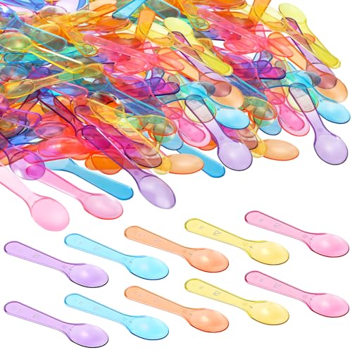 Teenyyou 2000 Pcs Colored Taster Spoons 3 Inch Plastic Mini, Clear Color
