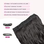 REECHO 20" 1-Pack 3/4 Full Head Curly Wave Clips in on Synthetic Hair Extensions HE008 Hairpieces for Women 5 Clips 4.5 Oz per Piece - Black brown - Image 3