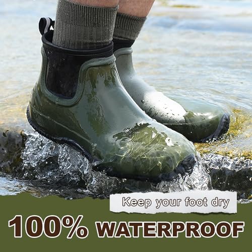 Men's Rain Boots, Waterproof Rubber Garden Boots for Men, Men's Outdoor Work Ankle Shoes, Non Slip Short Mud Boots for Hunting Fishing2
