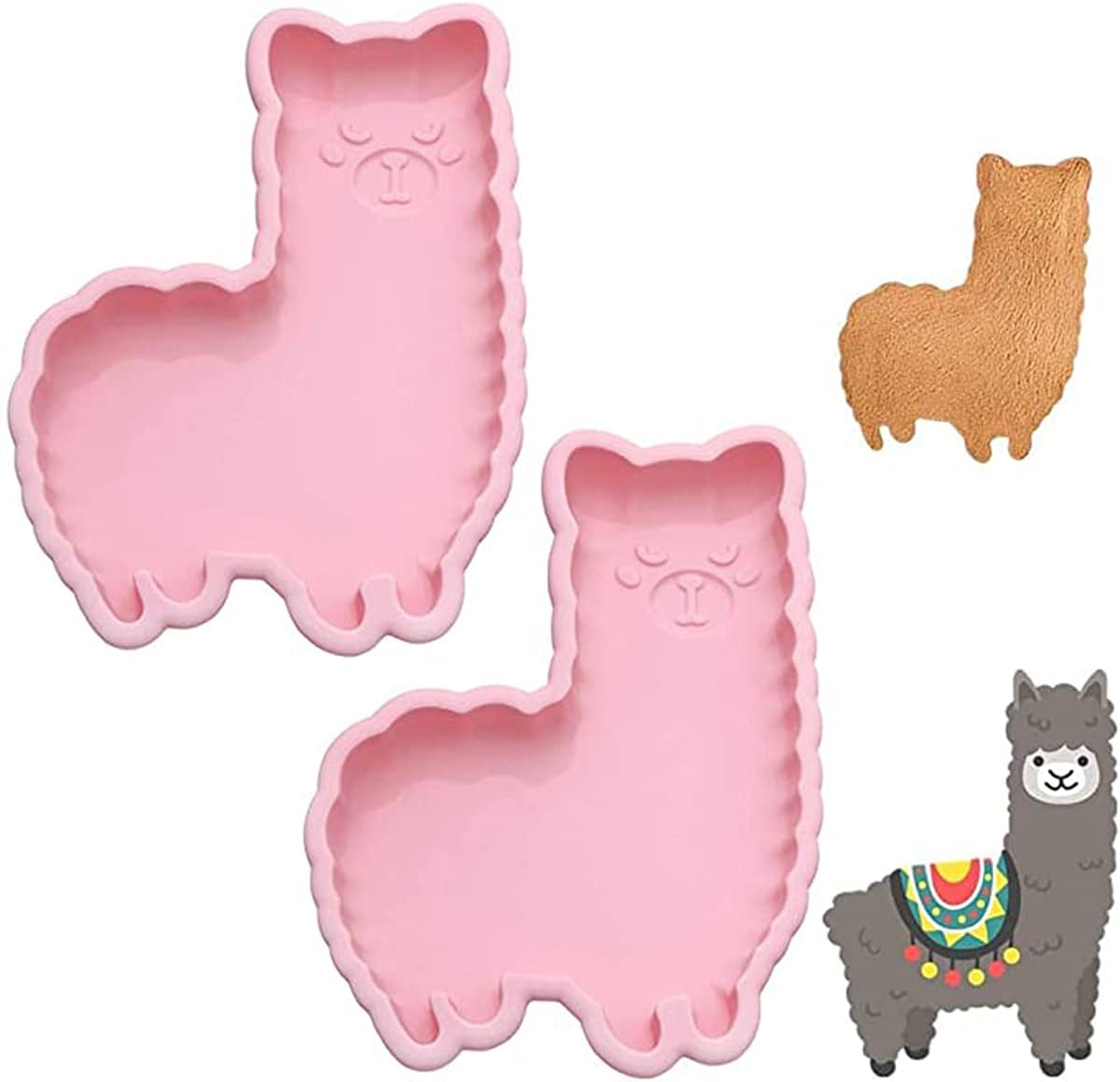 KASTWAVE Easter Bunny Molds, Non-Stick Silicone Mold for Chocolate Cake Muffin Jelly 3D Cute Alpaca Rabbit Shaped Cookie Baking Mould Pan for Adult Kids for Soap Pastry Cake Dessert