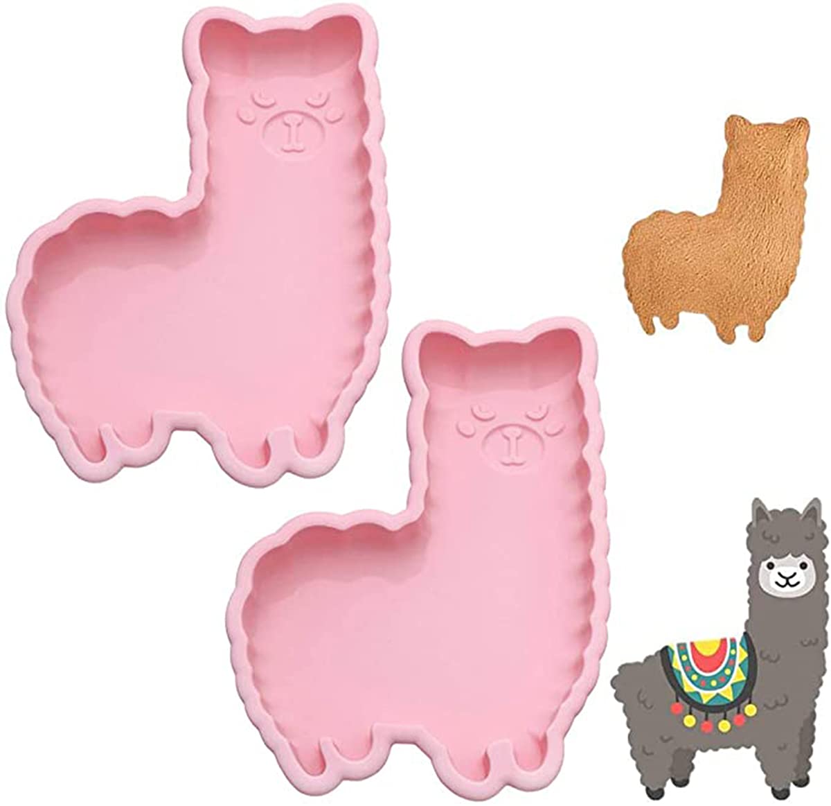 KASTWAVE Easter Bunny Molds, Non-Stick Silicone Mold for Chocolate Cake Muffin Jelly 3D Cute Alpaca Rabbit Shaped Cookie Baking Mould Pan for Adult Kids for Soap Pastry Cake Dessert