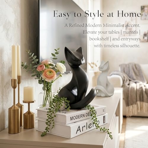 Estatua de Gato Negro de Resina para Decoración Moderna miniatura 3