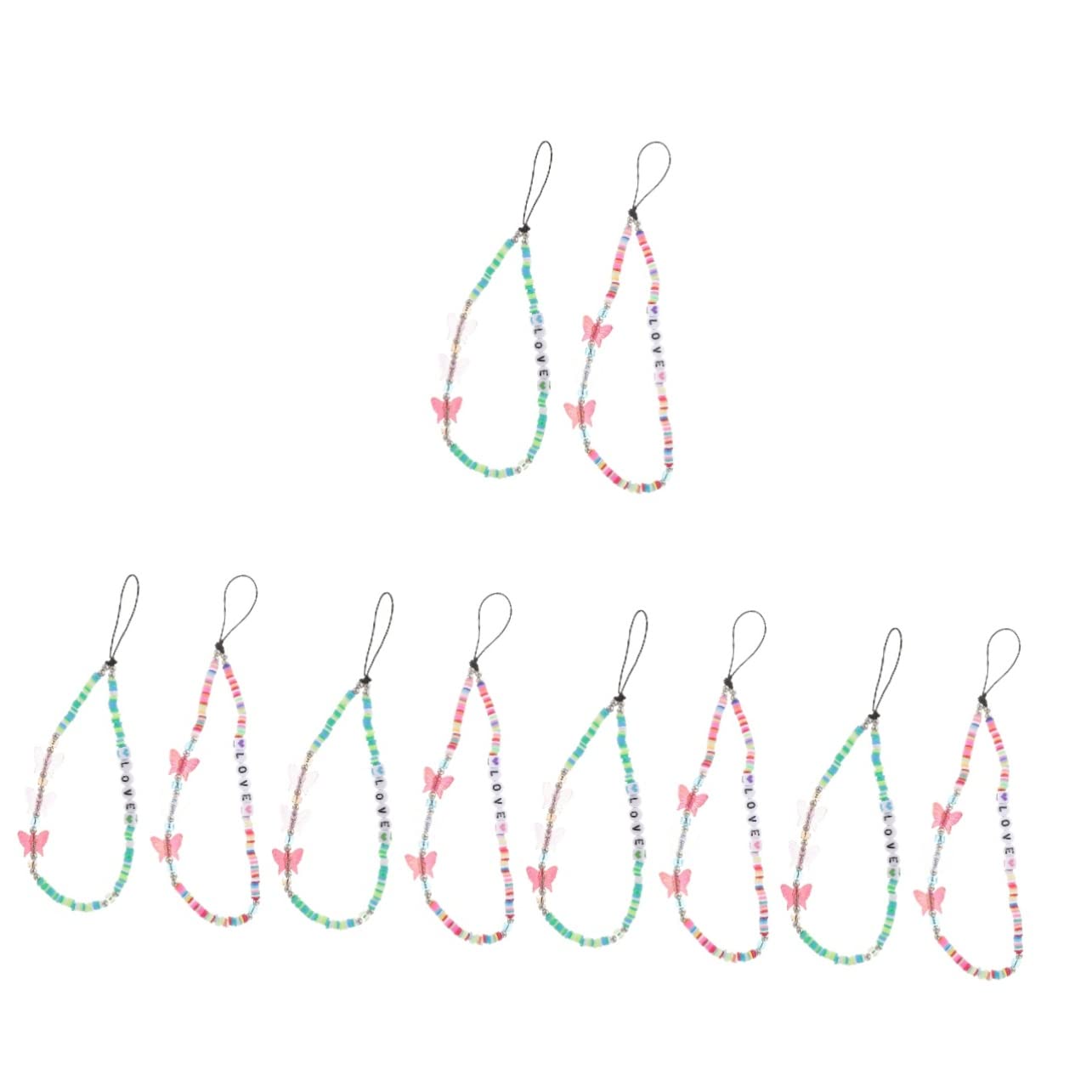 WOONEKY 10piezas Cadenas De Teléfono Correas Decorativas Para Móviles Accesorios De Diseño Creativo Para Personalizar Fundas y Llaveros