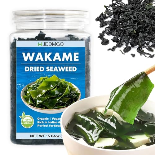 Premium Dried Wakame Seaweed, Free of impurities Simple Soaking Prep Ready, Vegetable Japanese Seaweed Salad, for Ramen Miso Soup Kit Stews Seaweed Salad Camping Food (5.64oz)