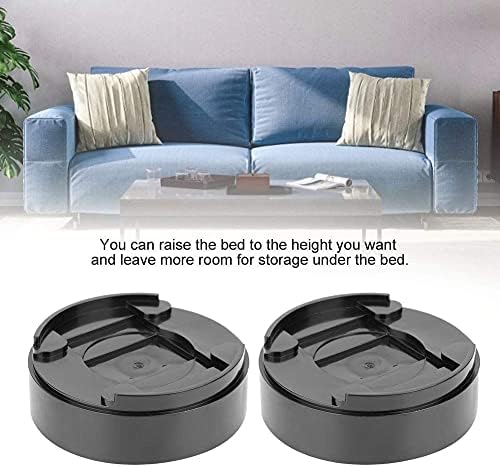 Yosoo 8 Pcs Adjustable Bed Furniture Risers,Black Round Plastic Bed Risers Mats Cabinet Table Feet Pad Furniture Legs Risers For Sofa, Table, Chair