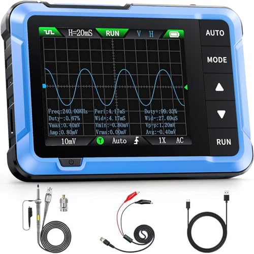 DSO-510 Handheld Oscilloscope/DDS Signal Generator 2 in 1, Digital Portable Automotive Oscilloscope 2.8 inch TFT, 10MHz Bandwidth, 48MS/s Sampling 