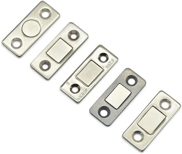 Home Office and Shop Magnetic Ultra-Thin Thickness Door Catch Latch Silver,Hidden Door Closer Screw/Sticker Cupboard Furniture 1Pcs(Load 10KG)