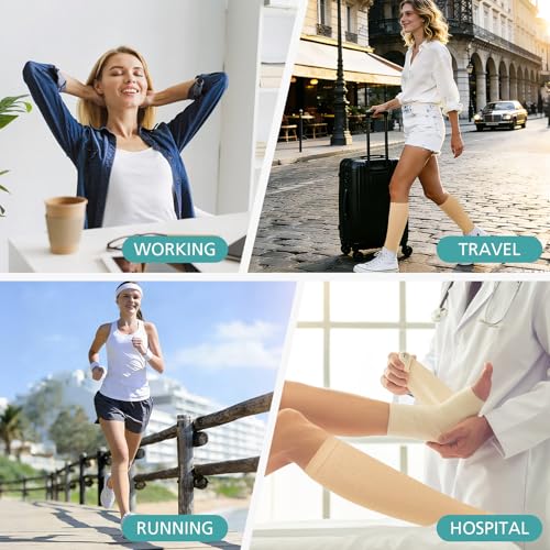 Image of Open Toe Compression Socks for Men & Women - 3 Pairs 15-20 mmhg Toeless Knee High Stockings for Circulation, Nursing, Running
