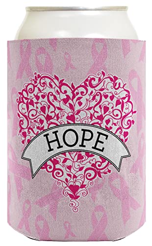 Breast Cancer Hope Pink Heart Awareness Ribbon 2 Pack Can Coolie Drink Coolers Coolies Pink #TOP1