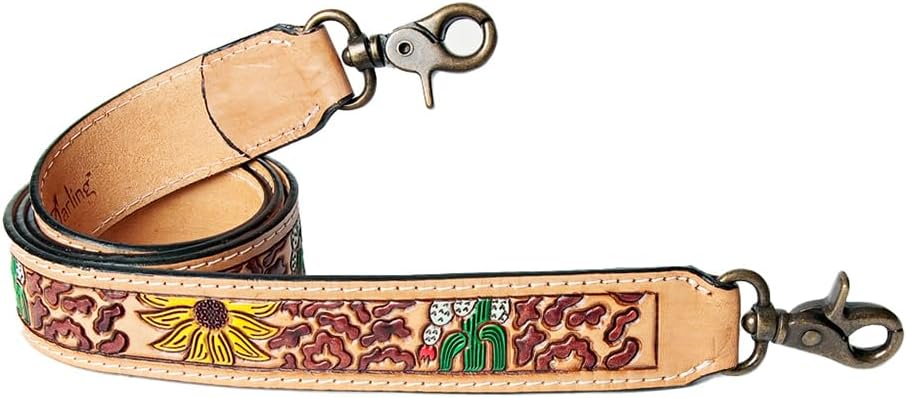 American Darling Hand Tooled Genuine Leather Crossbody Handle Strap for Bags Phone Wallet Purse Clutch