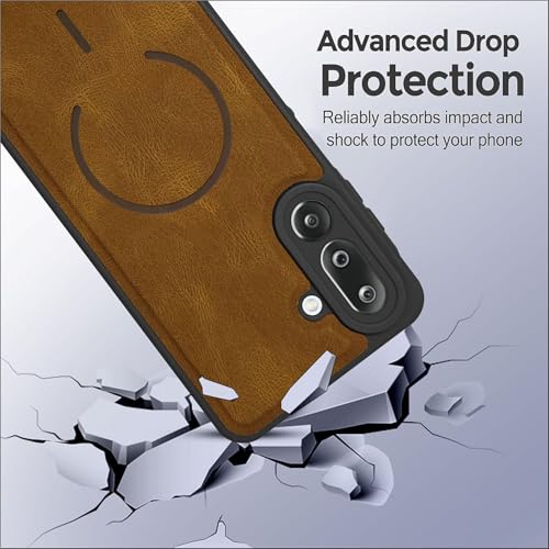 Image of SBMS Back Cover for Samsung M36 / F36 5G | Ultra Slim Soft Rubberised Hard Case | Oil Feel Soft Leather Back | Mag-Safe Design (Mag-Safe Not Support) | Camera Protection Case For Galaxy M36 5G (Brown)