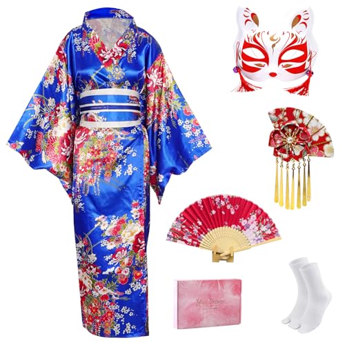 CRFASIBE Japanese Kimono Geisha Costume Asian Dress Cosplay Anime Halloween Costume Yukata Women...