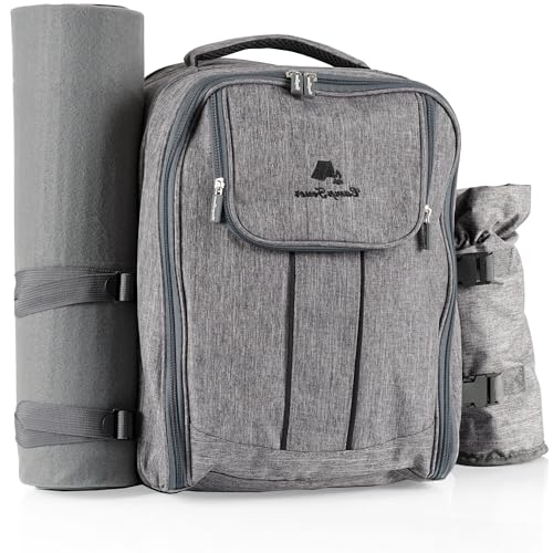 Picknickrucksack CampFeuer für 4 Personen in Grau