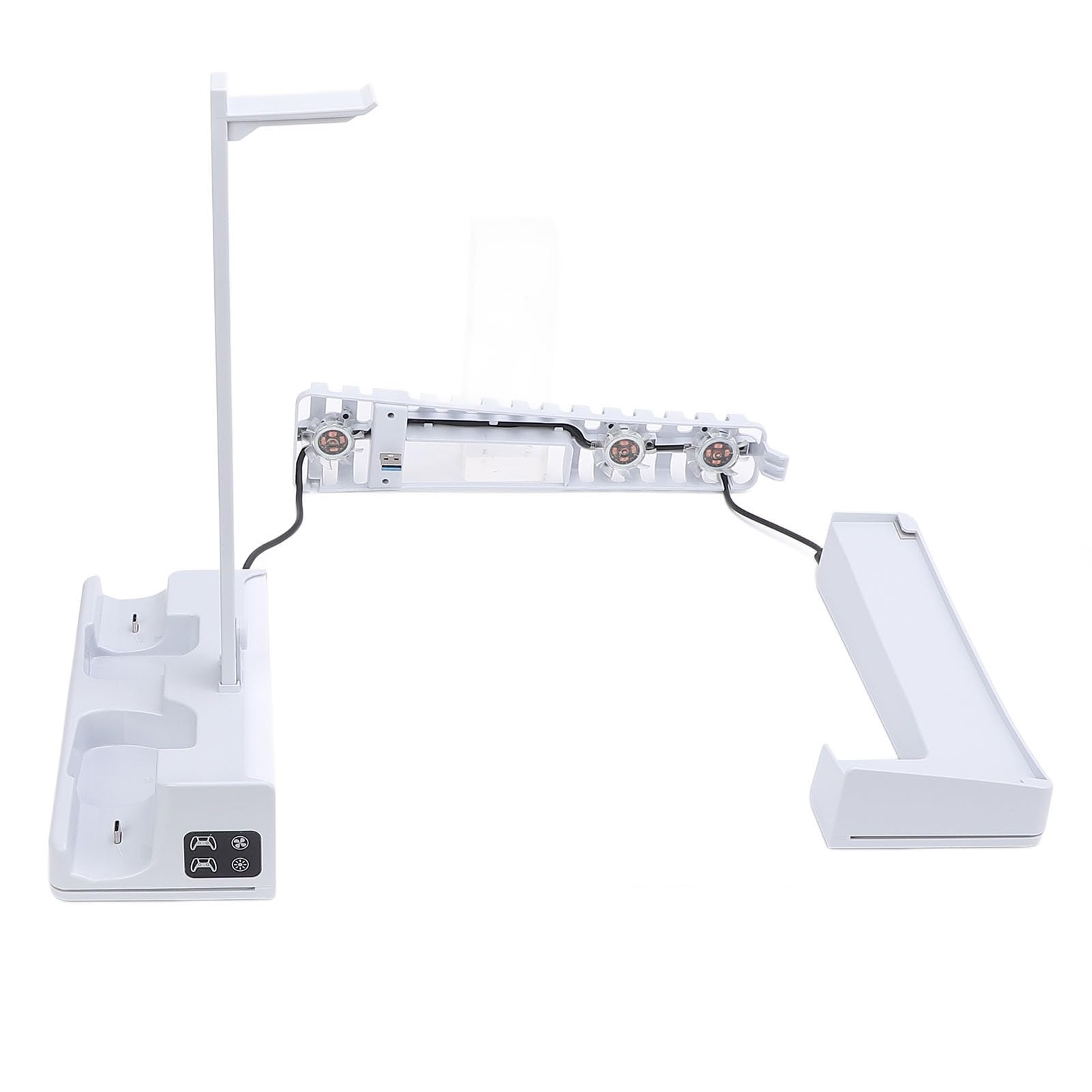 Soporte Horizontal con Ventilador de Refrigeración y Cargador Doble para Mandos, 14 Efectos de Iluminación RGB, Carga Rápida para Jugadores de Consola