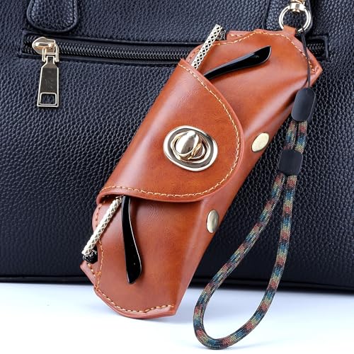Image of Leather Sunglasses Pouch with Holster Clip, Portable Eyeglass Organizer Pouch Bags for Travel Hanging Backpack
