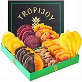 Dried Fruit Gift Basket – 7 Tropical Flavor Easter Baskets for Adults - Chocolate Orange Dried Fruit Basket Gift | 12.5oz Soft Dried Fruits and Nuts - Dry Fruits Gift Box | Easter Gifts Passover Gifts
