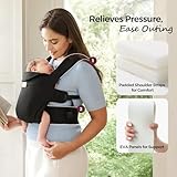Momcozy Newborn Carrier WeeSnug- Lightweight and Cozy Comfort for 3.2-11.3kg, Ergonomic Cross-Back Support, Effortless to Put On, Hands-Free Baby Carrier with Lumbar Support, Black - Image 5