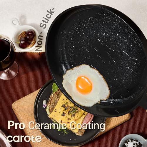 Image of CAROTE Ceramic Cookware Set Nonstick, 16pcs Pots and Pans Set Nonstick, Non-Toxic & PFAS-Free, Dishwasher, RV /Camping Cookware Set, Cooking Pots with Lids, Charcoal Black