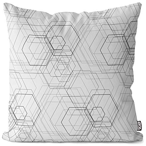 VOID Patrón Hexagonal Funda de Almohada cojín poliéster Impermeable Exterior Indoor Protectores, Kissen Size:60 x 60 cm