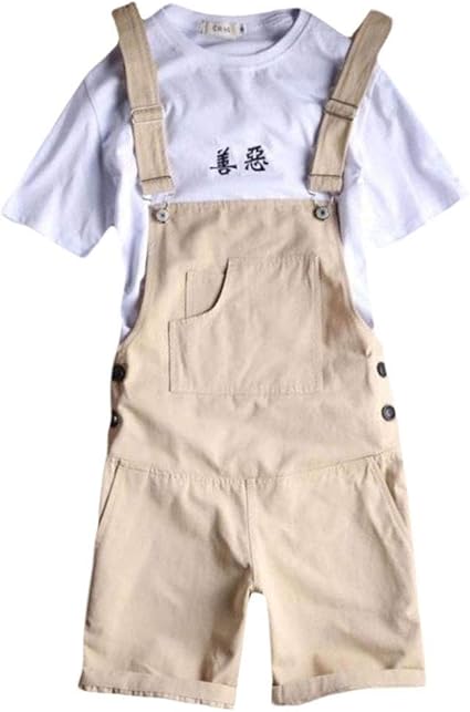 Amazon Shuming メンズ サロペットパンツ ゆったり ハーフパンツ シンプル ファッション オールインワン ハーフ丈 おしゃれ 韓国風 半ズボン サロペット ストリート系 夏 ショートパンツ 通販