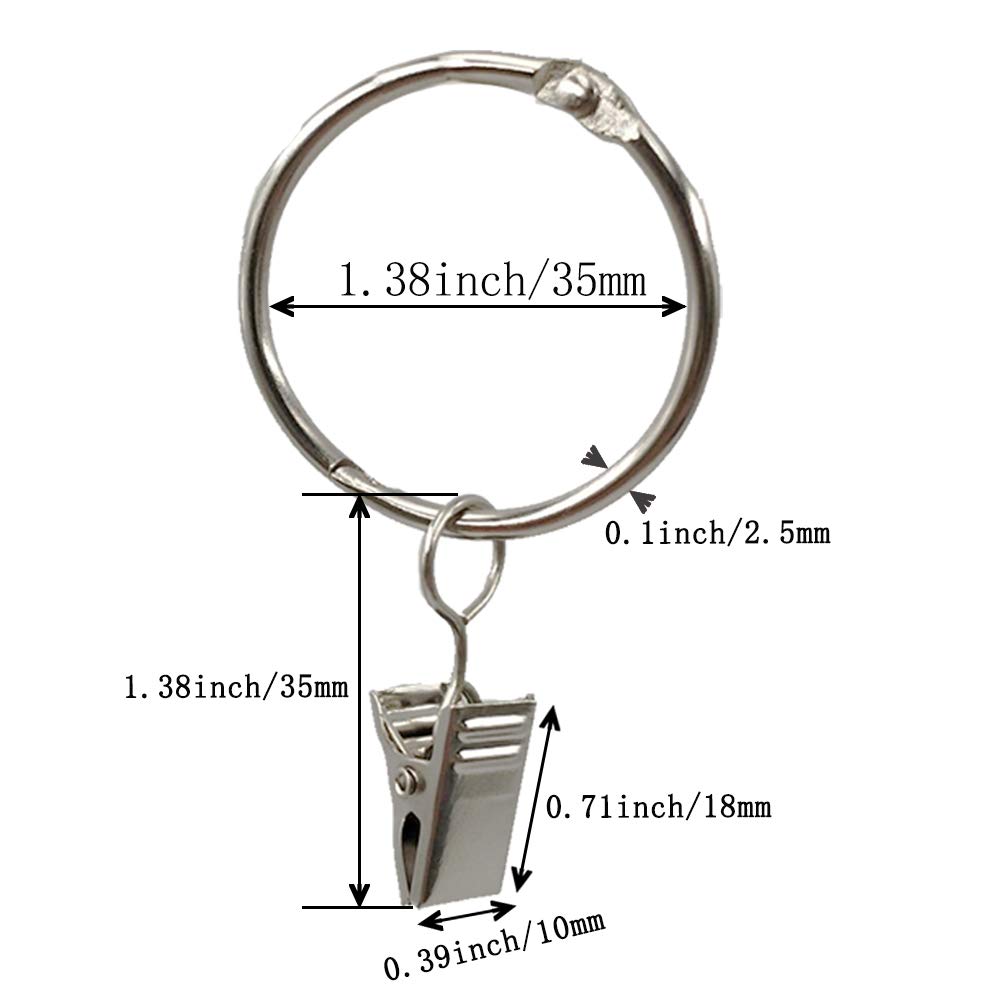 Boogift - 40 clip in metallo per tenda con clip, pratici anelli in metallo per tende e aste per tende, asta per il bucato (nero, diametro interno 45 mm