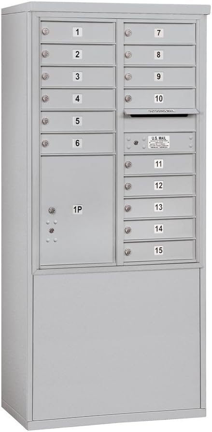 Salsbury Industries Salisbury Industries 3911D-15SFU, Front Loading, Double Column, 15 MB1 Doors, 1 PL5, USPS Access, Sandstone Free Standing Horizontal 4C Mailbox
