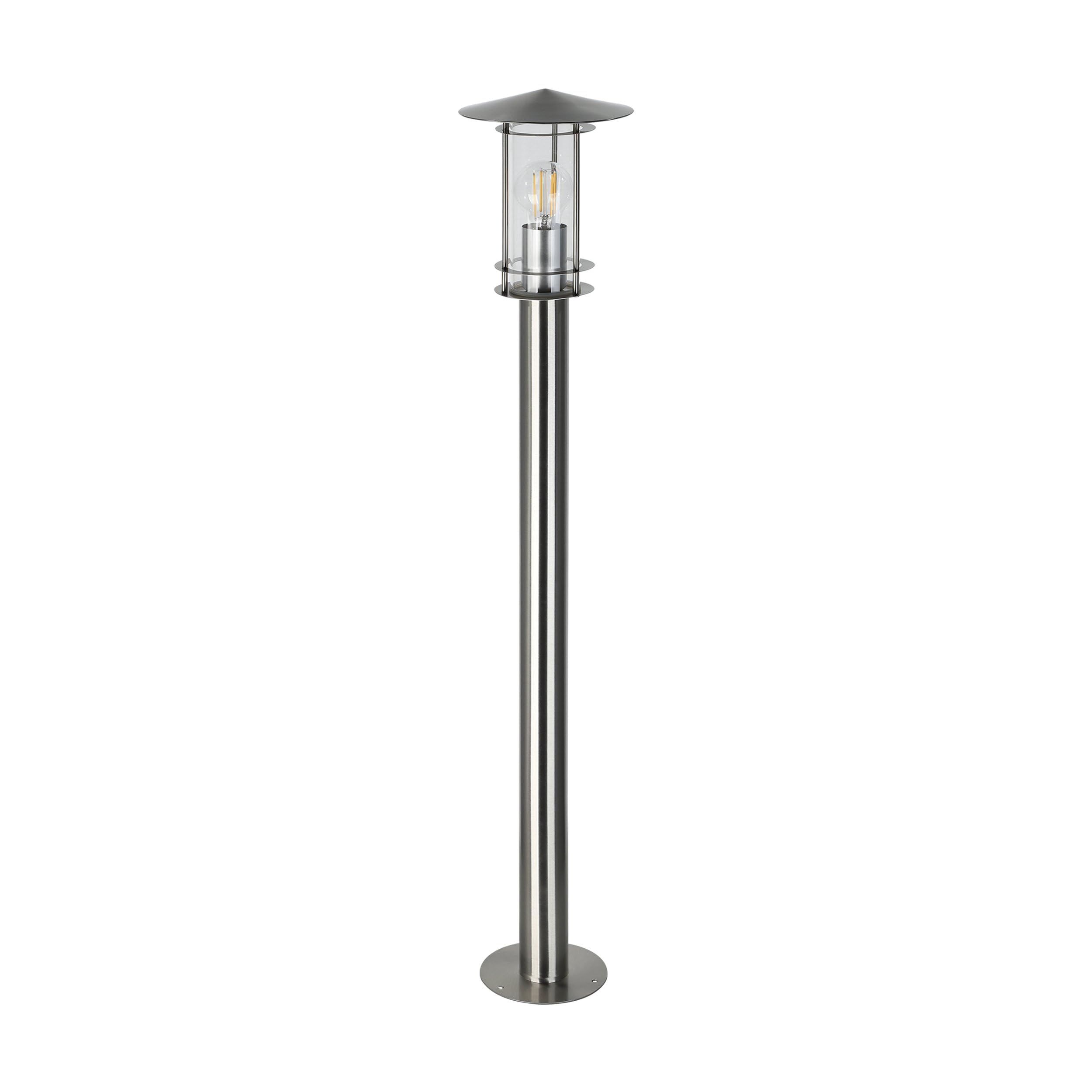EGLO Außen-Wegelampe Lisio, 1 flammige Außenleuchte | Edelstahl Gehlicht silber, Glas transparent, E27 Fassung, IP44