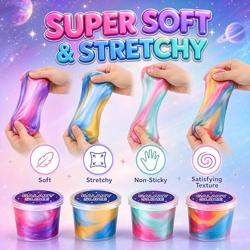 24 Pieces Galaxy Slime,Mini Slime Party Favors for Kids, Non-Sticky,Great Sludge Toys for Girls and Boys,Party Favors for Kids 4-12, Stress & Anxiety Relief, Wet, Goodie Bag Stuffers. - Image 3