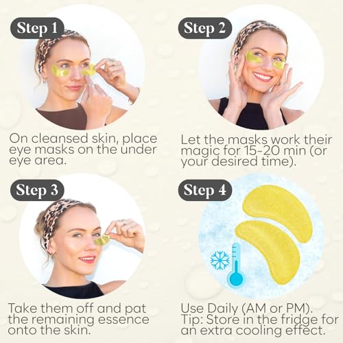 BLOOMORA 24K Gold Under Eye Patches (30 Pairs) - For Dark Circles & Puffiness - Hydrating Eye Mask for a Revitalized Look - Thumbnail 6
