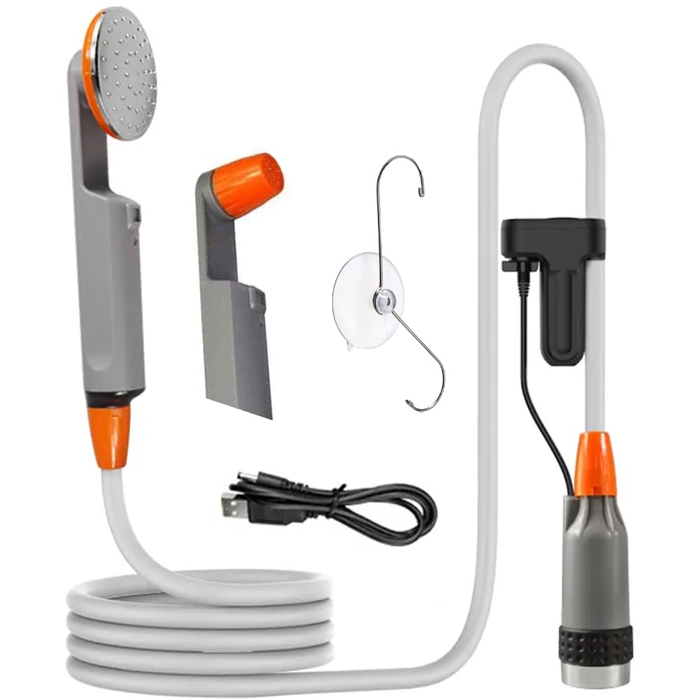 Zooma Ducha Portátil Ducha de Camping Adecuada, Camping Ducha Exterior, Ducha portátil a Pilas para Camping al Aire Libre (Naranja2)