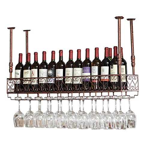 Casier à vin au plafond et support de verre suspendu rustique - 2
