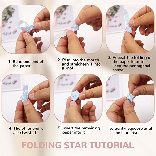 Image of 540 Sheets Origami Stars Paper Strips DIY Hand Crafts Heart Lucky Colorful Star 8 different styles Decoration Folding Paper for Arts Crafting Supplies, School Teaching (Heart B)