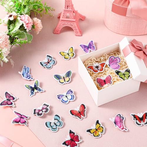 Image of Memorywuu 120 Pcs Butterfly Pins Bulk Lapel Acrylic Pin Women Backpack Brooch Colorful Pins Gifts for Party Decoration