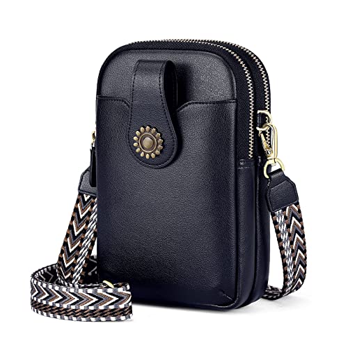 RONSIN Leather Small Crossbody Purse for Women Cell Phone Bag Holder Wallet Purse Travel Pouch Adjustable Strap