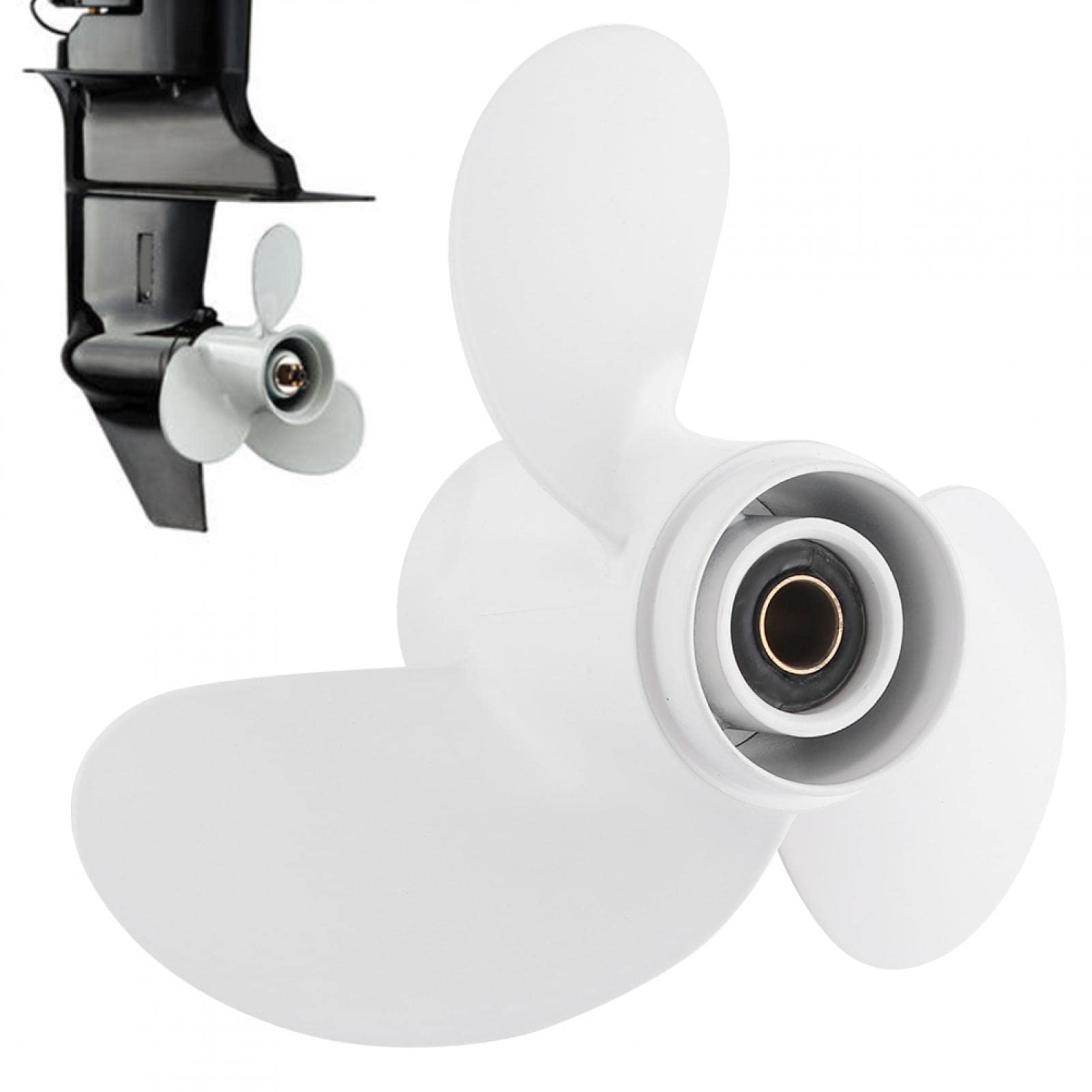 Elica fuoribordo, 7 denti scanalati 3 pale 6g1-45943-00-el 8 1/2 x 7 1/2 adatta per motore fuoribordo motore fuoribordo marino elica in lega di alluminio bianco