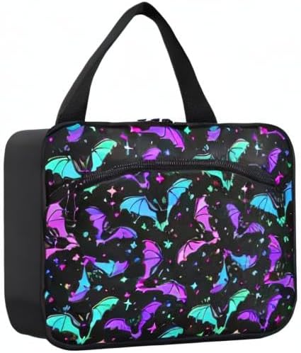 Vista 9 de MNSRUU Neceser colgante para mujer, bolsa de aseo para mujer, diseño gótico, mariposa, calavera, azul, organizador de artículos de aseo portátiles