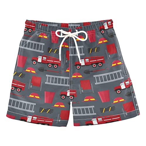Firefighter Tools Fire Trucks Boys Swim Trunks Toddler Boy Swim Board Shorts Swimwear Kids Beach Swimsuit Bathing Suits