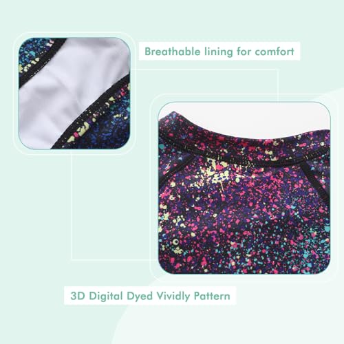Image of Girls One Piece Swimsuits Short Sleeve Rash Guard for Girl Hawaiian Bathing Suit with Sun Protection Beachwear
