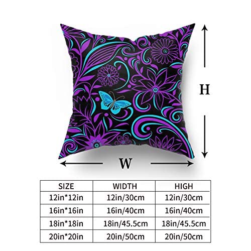 Butterfly Pillow Cover Purple Floral Throw Pillow Covers 18X18 Inch Set Of 2 Spring Summer Square Cushion Cover Standard Pillowcase For Home Bedroom Sofa Decorative #TOP5
