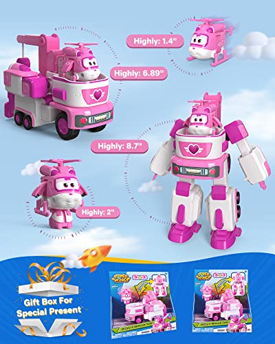 Super Wings - 7' Dizzy's Rescue Tow With 2' Pink Transform-A-Bot Mini Figure,Transforming Airplane Toy Vehicle Set,Toy For 3 4 5 Year Old Boys And Girls,Us720314 #TOP4