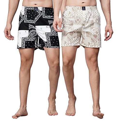Image of Urban Scottish Ultra-Comfortable Men's Boxer Pants (Pack of 2), 100% Cotton With Stylish Print, Soft & Stretchy Elastic Waist Band, Dynamic Movement & Hardwearing Stitching, Breathable Gentle Snug Fit