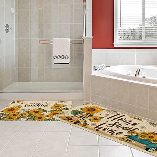 Hexagram Sunflower Kitchen Rugs And Mats Set Of 2, Sunflower Kitchen Mats, You Are My Sunshine Farmhouse Anti Fatigue Mats For Floor Decorations, Sunflower Kitchen Decor 17X29 Inch-17X47 Inch #TOP6