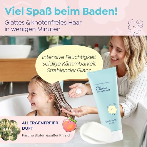 GOONGBE Kids Softening Conditioner - Koreanischer glanzverleihender Conditioner für schwaches, krauses und verknotungsanfälliges Kinderhaar - Silikonfreie Formel - Duft ohne Allergene, 200ml